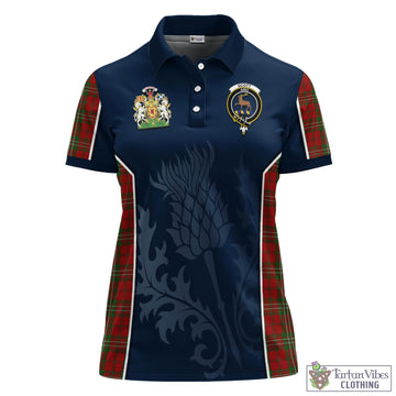 Scott Tartan Women's Polo Shirt with Family Crest and Scottish Thistle Vibes Sport Style