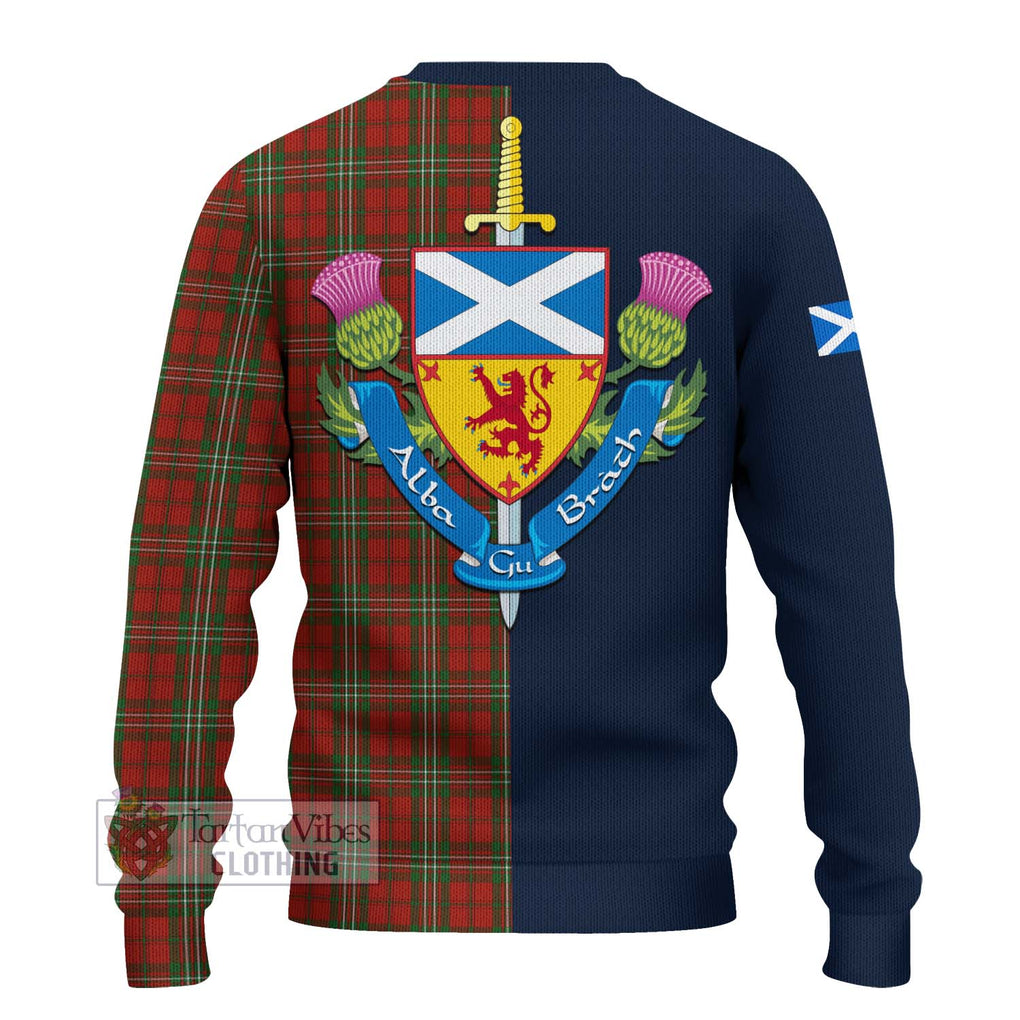 Tartan Vibes Clothing Scott Tartan Knitted Sweater with Scottish Lion Royal Arm Half Style