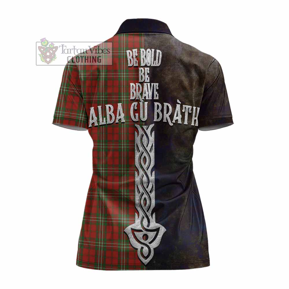Tartan Vibes Clothing Scott Tartan Family Crest Women's Polo Shirt Alba Gu Brath Be Brave Lion Ancient Style