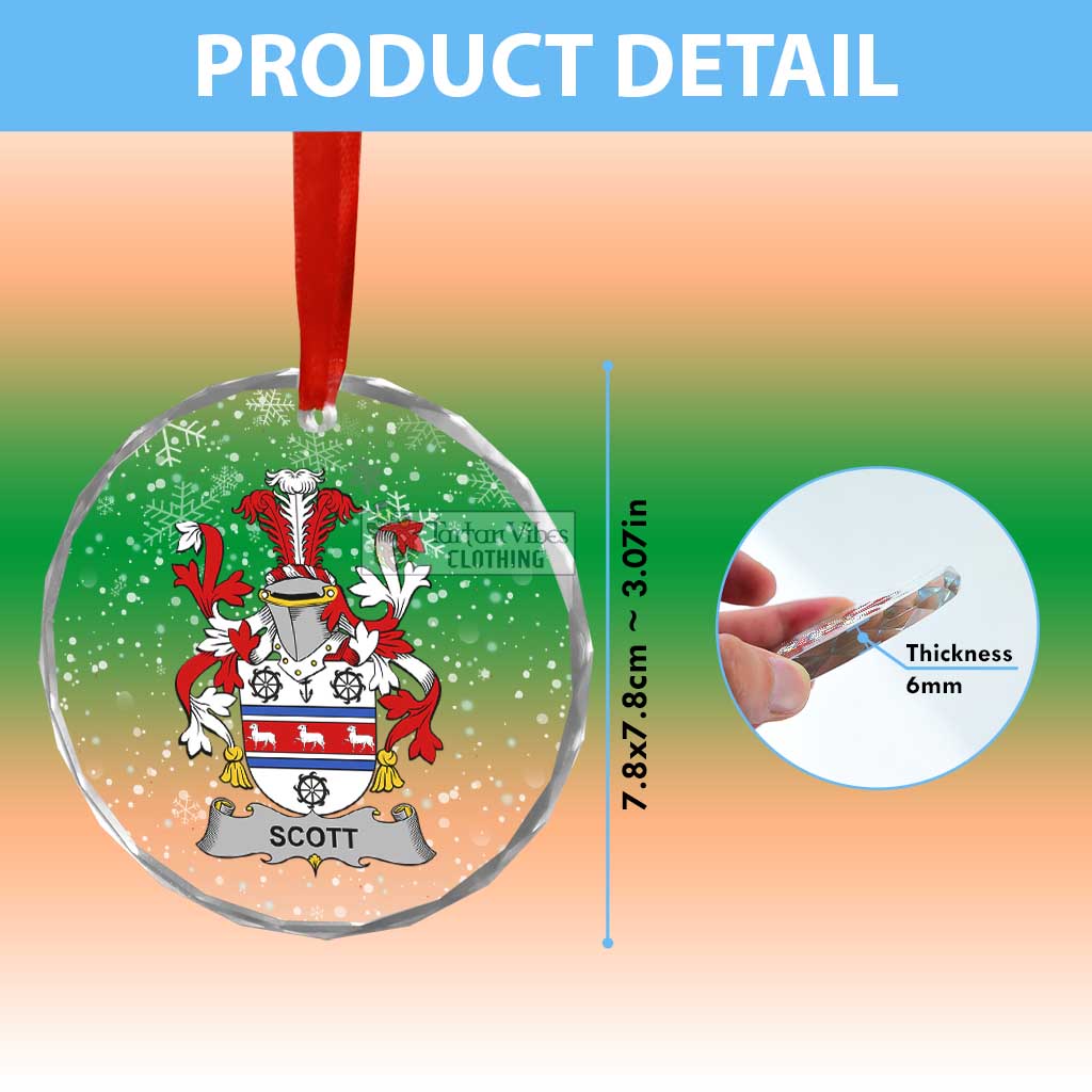 Scott Irish Clan Christmas Glass Ornament with Coat of Arms - 2D-tartanvibesclothing