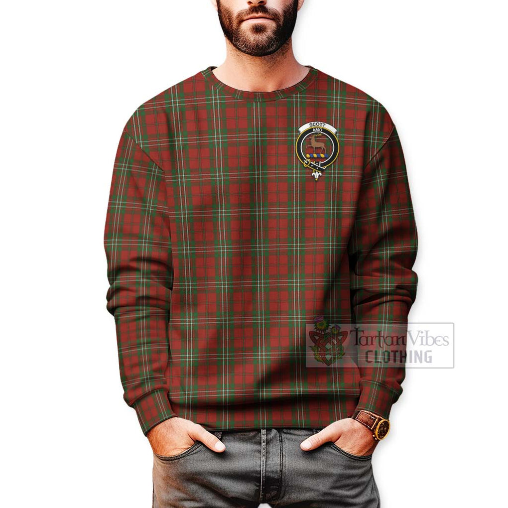 Tartan Vibes Clothing Scott Tartan Sweatshirt with Family Crest Celtic Skull Style