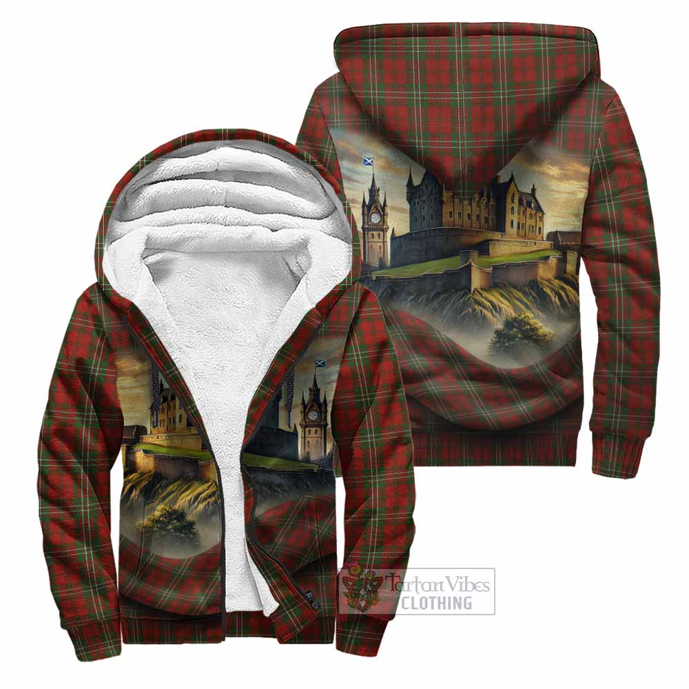 Tartan Vibes Clothing Scott Tartan Family Crest Sherpa Hoodie with Scottish Ancient Castle Style