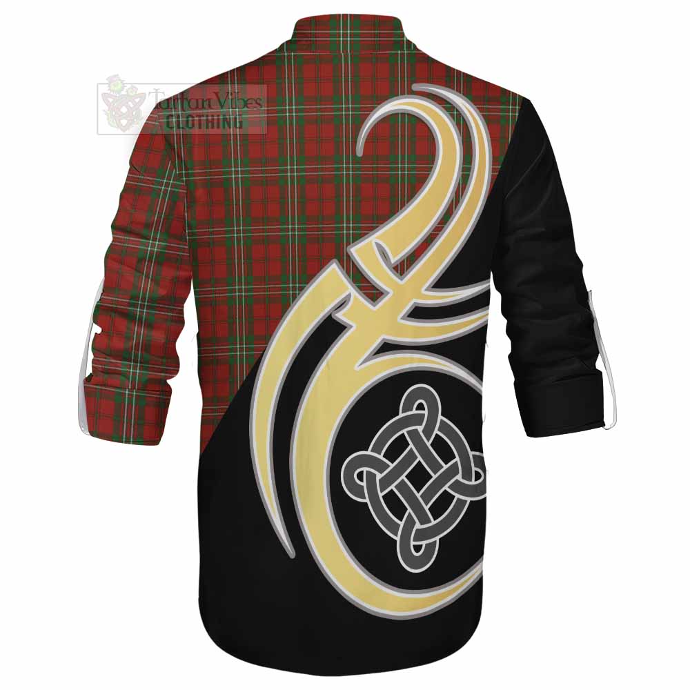 Tartan Vibes Clothing Scott Tartan Ghillie Kilt Shirt with Family Crest and Celtic Symbol Style