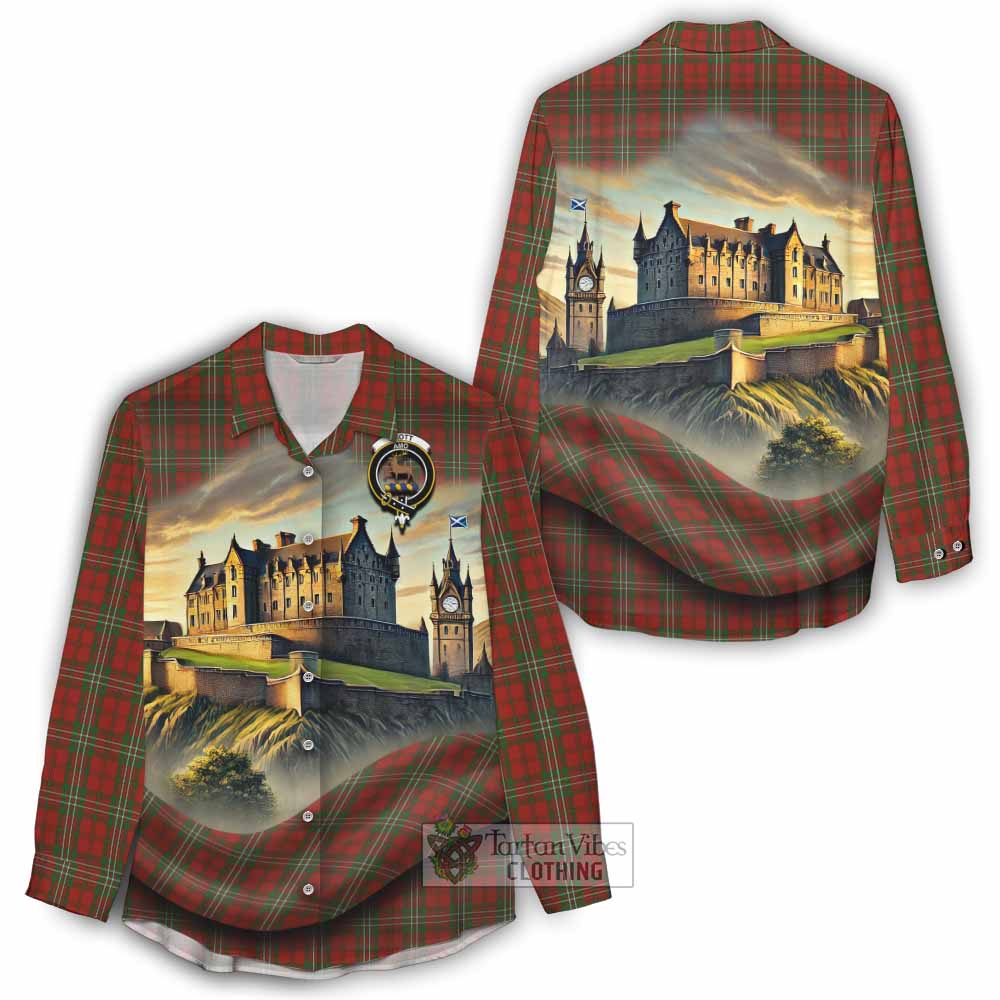 Tartan Vibes Clothing Scott Tartan Family Crest Women's Casual Shirt with Scottish Ancient Castle Style