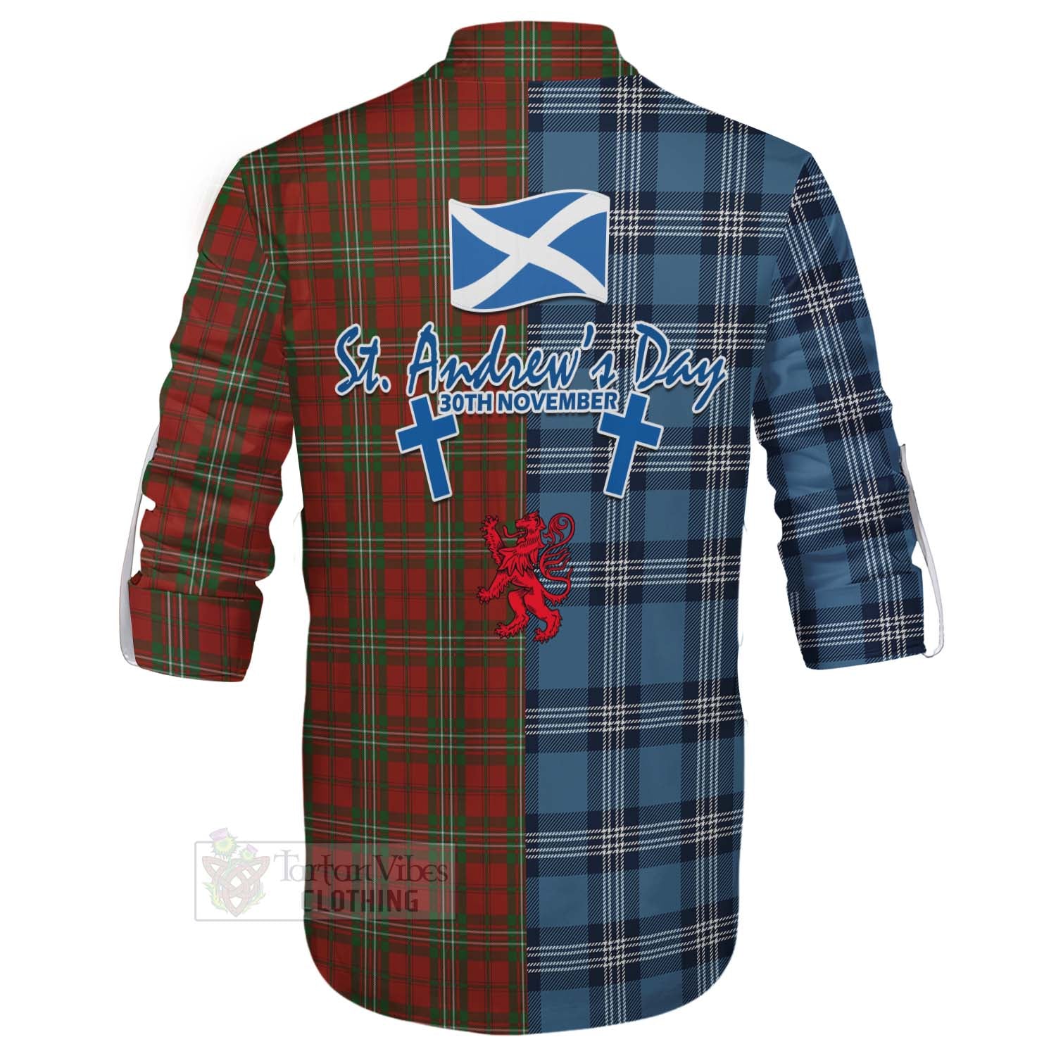 Tartan Vibes Clothing Scott Tartan Ghillie Kilt Shirt Happy St. Andrew's Day Half Tartan Style