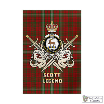 Scott Tartan Garden Flag with Clan Crest and the Golden Sword of Courageous Legacy