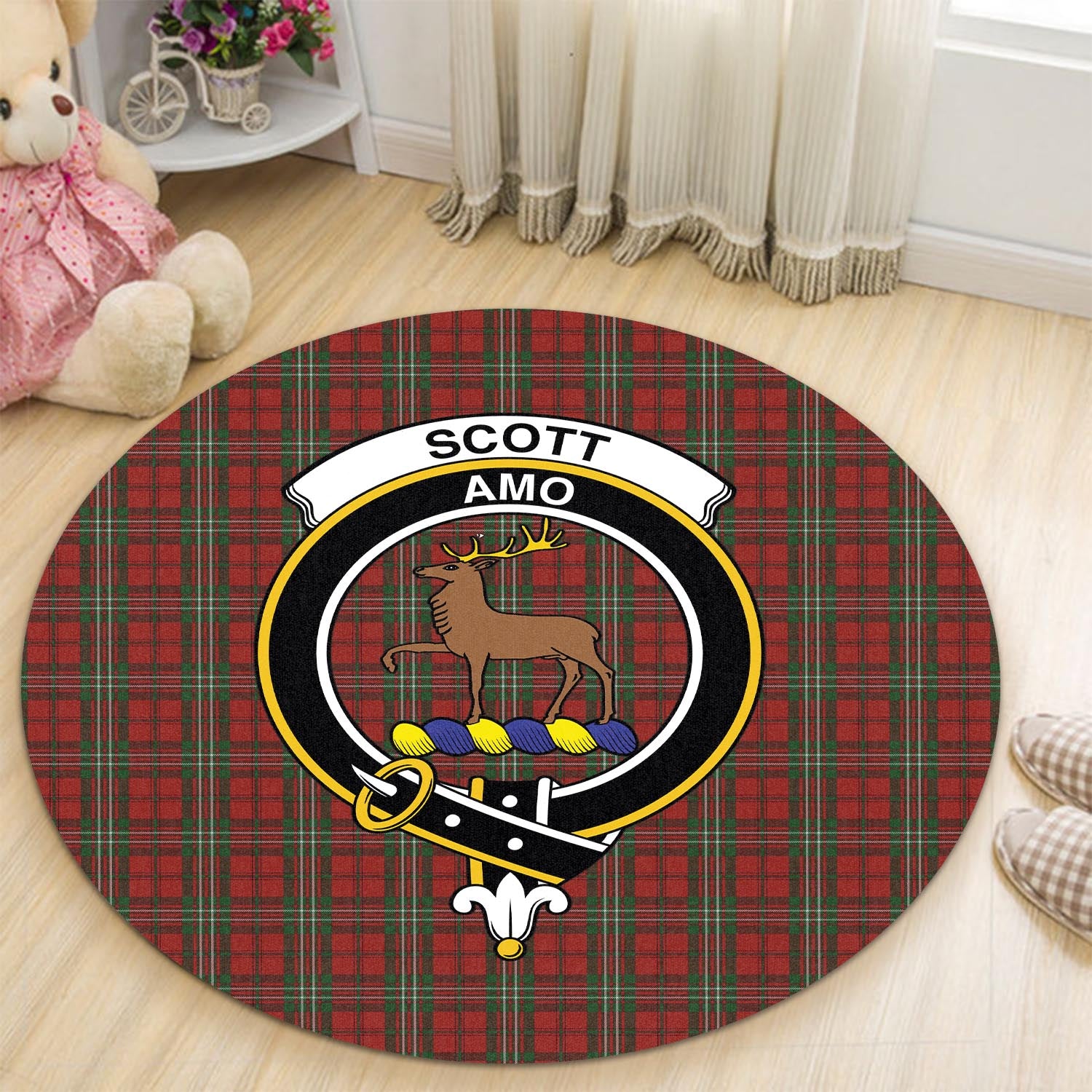 scott-tartan-round-rug-with-family-crest