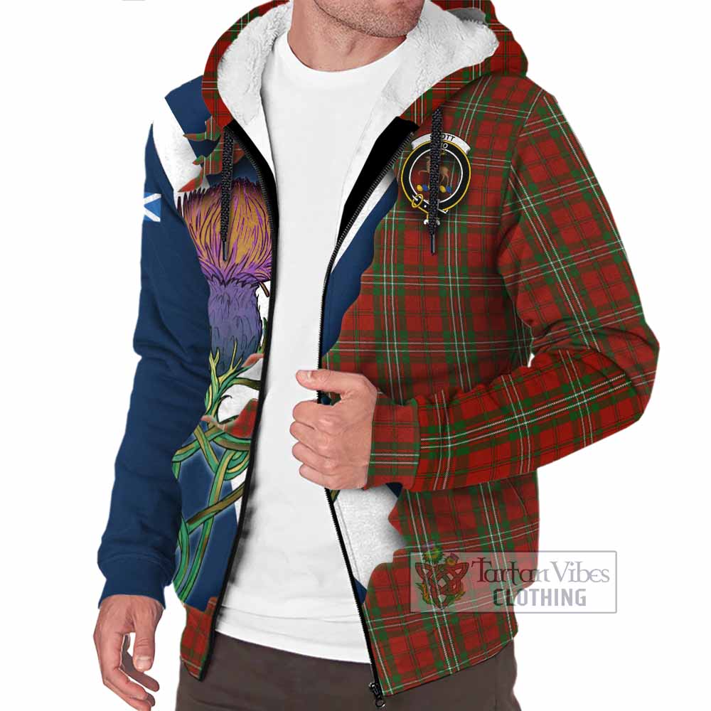 Tartan Vibes Clothing Scott Tartan Family Crest Sherpa Hoodie Scottish Thistle Celtic Inspired