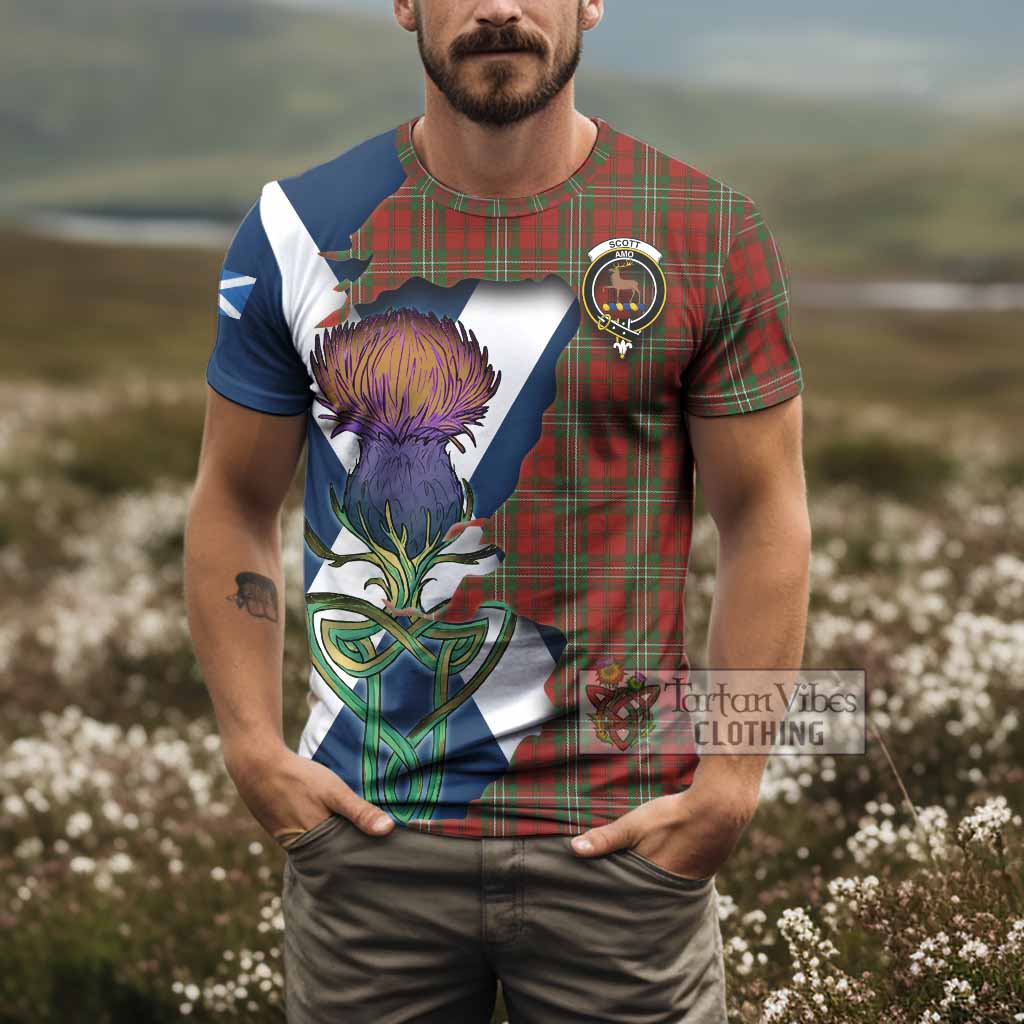 Tartan Vibes Clothing Scott Tartan Family Crest T-Shirt Scottish Thistle Celtic Inspired