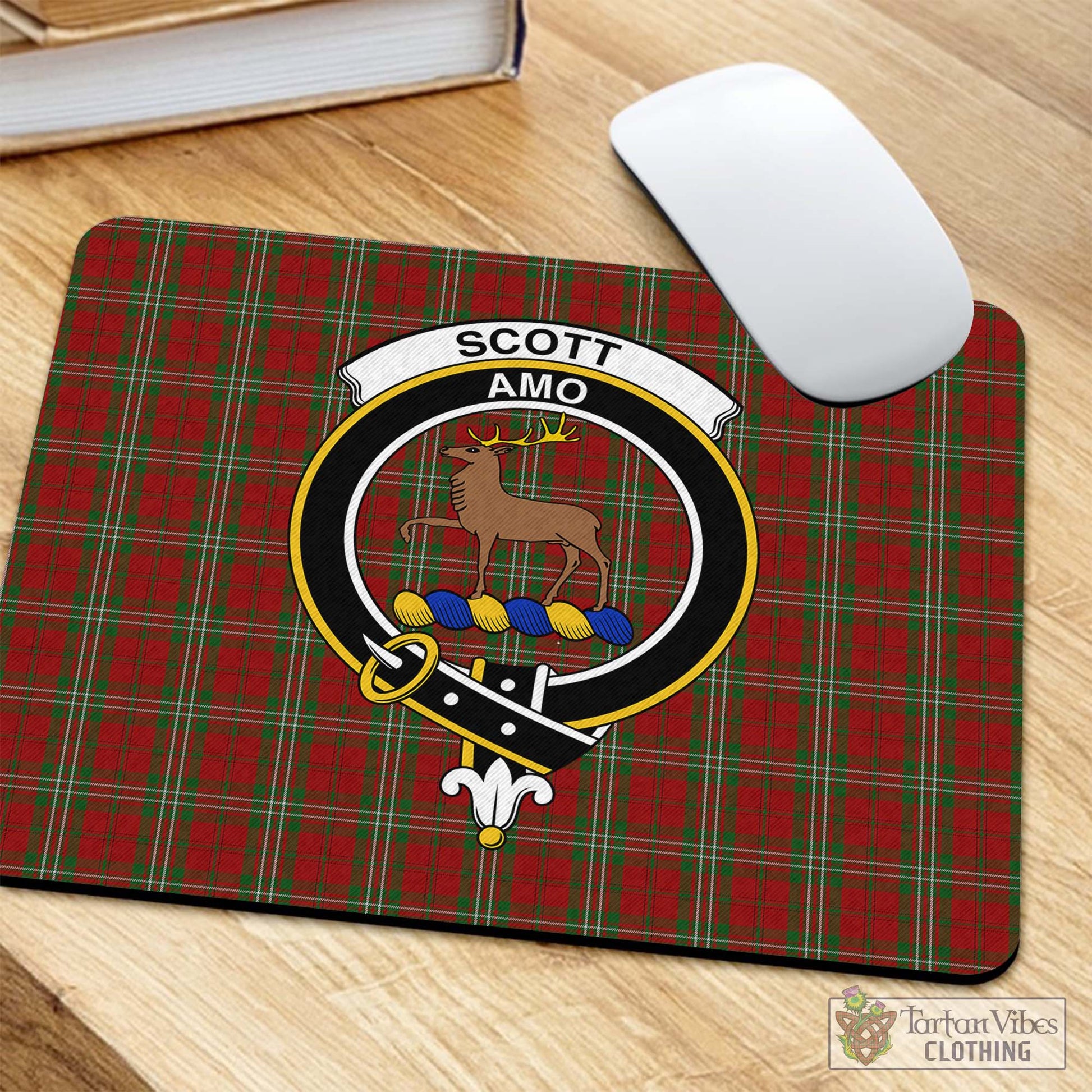 Tartan Vibes Clothing Scott Tartan Mouse Pad with Family Crest