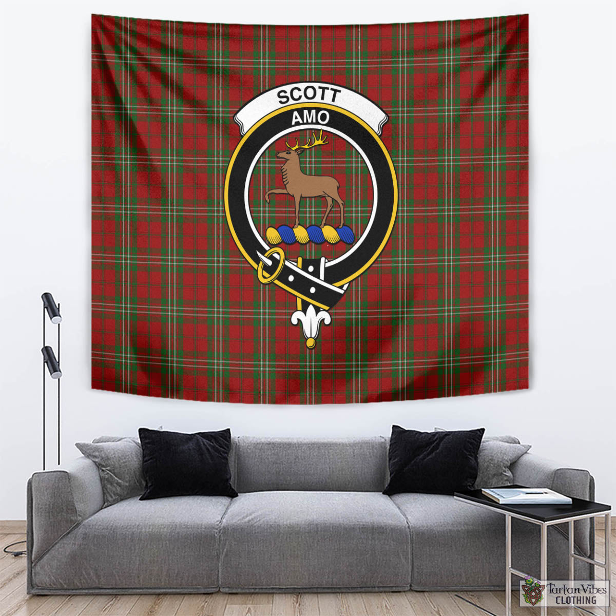 Scott Tartan Tapestry Wall Hanging and Home Decor for Room with Family Crest - Tartan Vibes Clothing