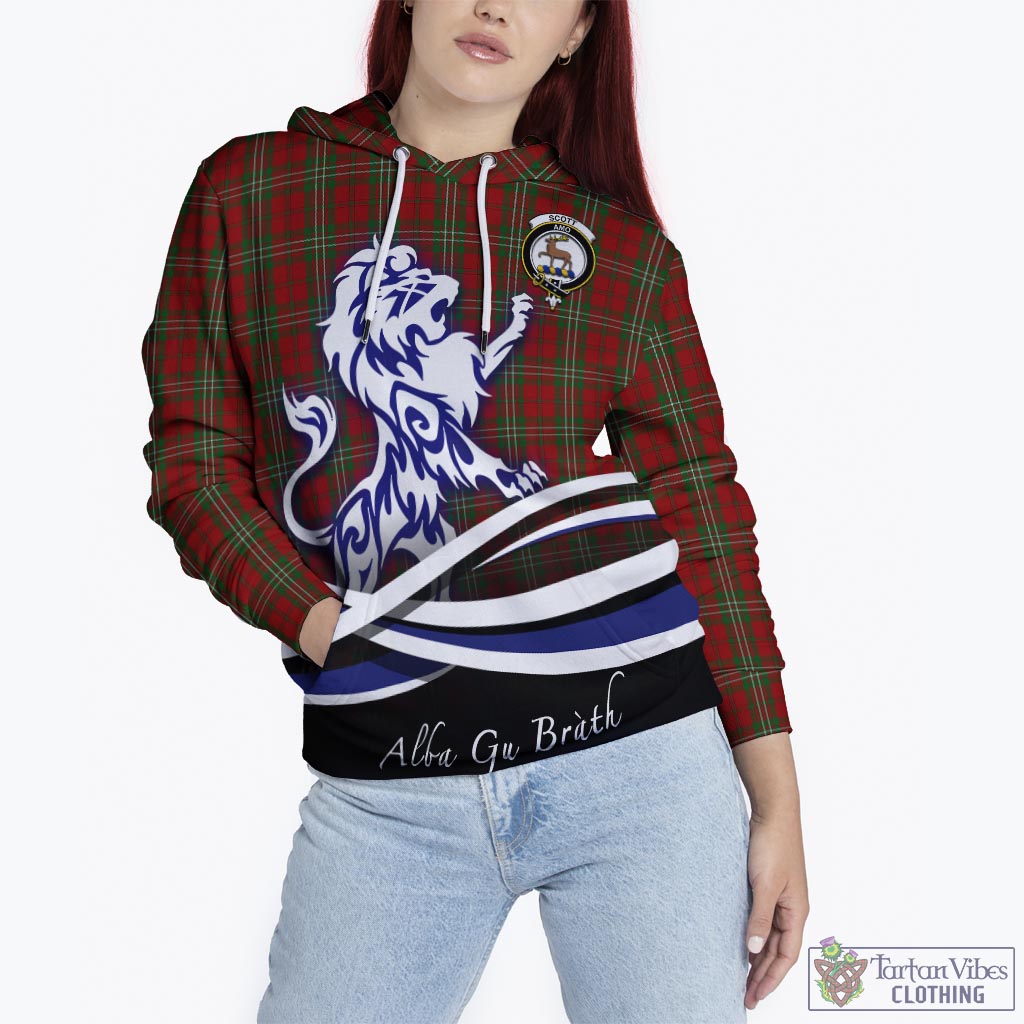 Scott Tartan Hoodie with Alba Gu Brath Regal Lion Emblem - Tartan Vibes Clothing
