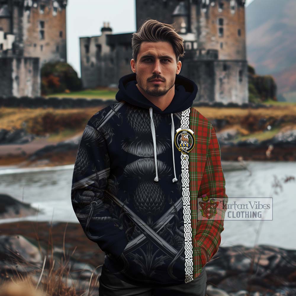 Tartan Vibes Clothing Scott Tartan Cotton Hoodie with Family Crest Cross Sword Thistle Celtic Vibes