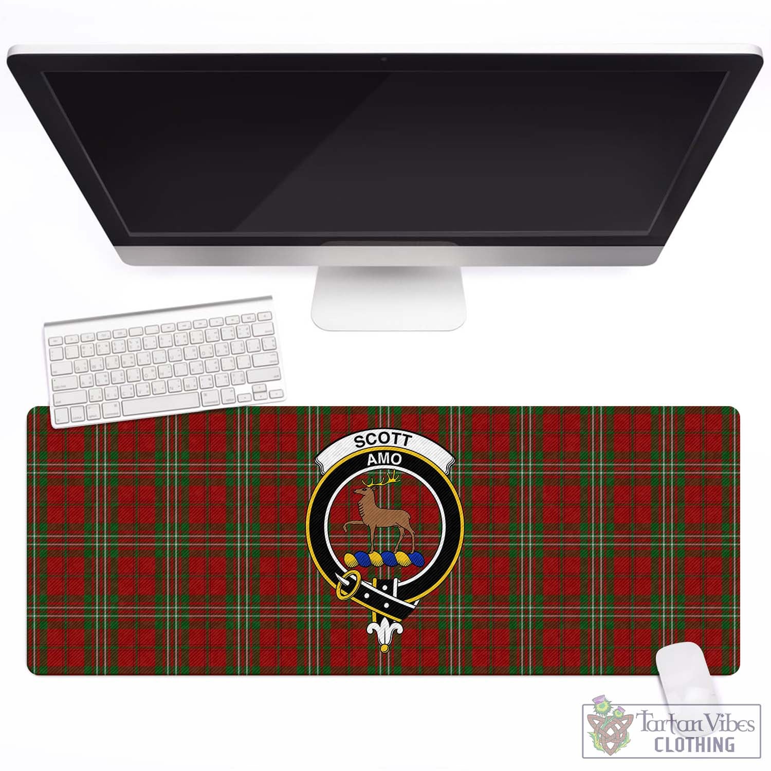 Tartan Vibes Clothing Scott Tartan Mouse Pad with Family Crest