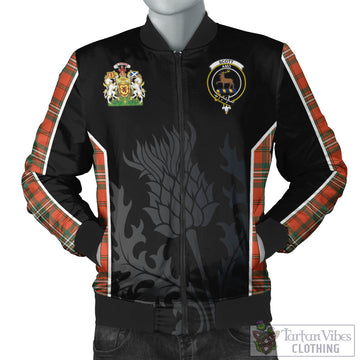 Scott Ancient Tartan Bomber Jacket with Family Crest and Scottish Thistle Vibes Sport Style