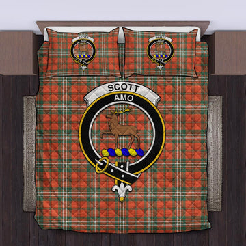 Scott Ancient Tartan Quilt Bed Set with Family Crest