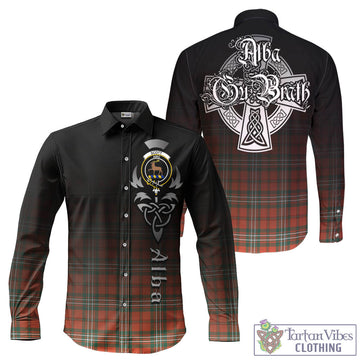 Scott Ancient Tartan Long Sleeve Button Up Featuring Alba Gu Brath Family Crest Celtic Inspired