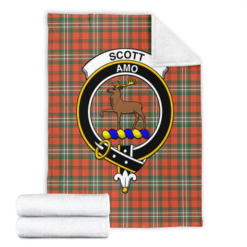 Scott Ancient Tartan Blanket with Family Crest