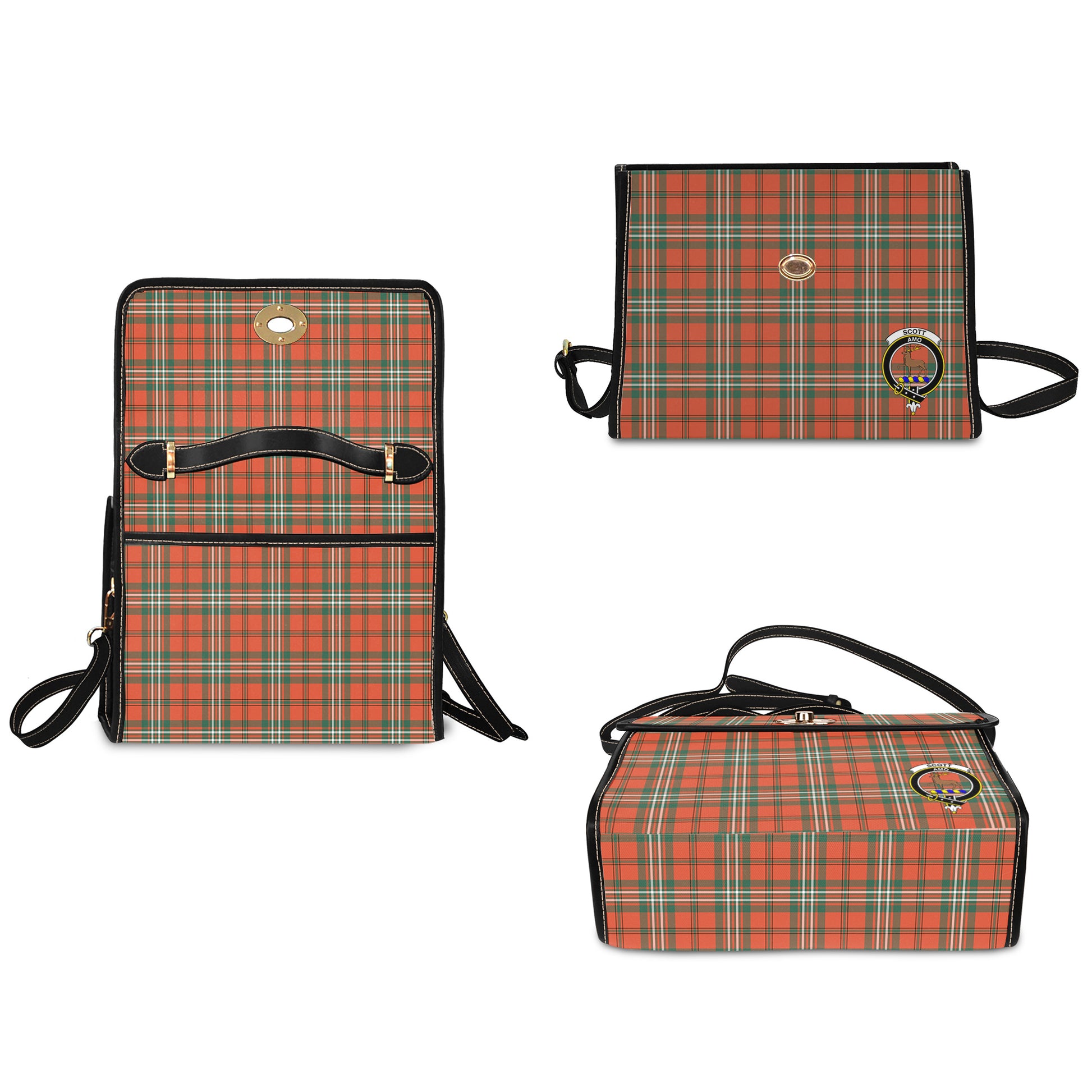 scott-ancient-tartan-leather-strap-waterproof-canvas-bag-with-family-crest