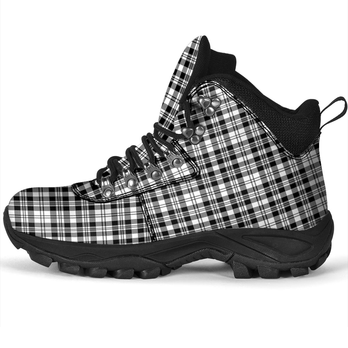 Scott Black White Tartan Alpine Boots - Tartanvibesclothing