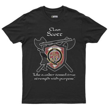 Scott Clan Crest Highland Game T Shirt Strength With Purpose Style - Tartan Vibes Clothing