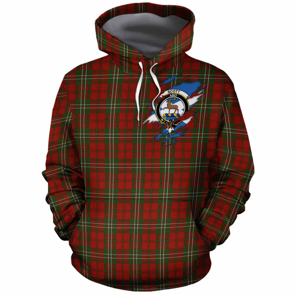 Scott Clan Crest In Me Tartan Cotton Hoodie Scotland Flag Style
