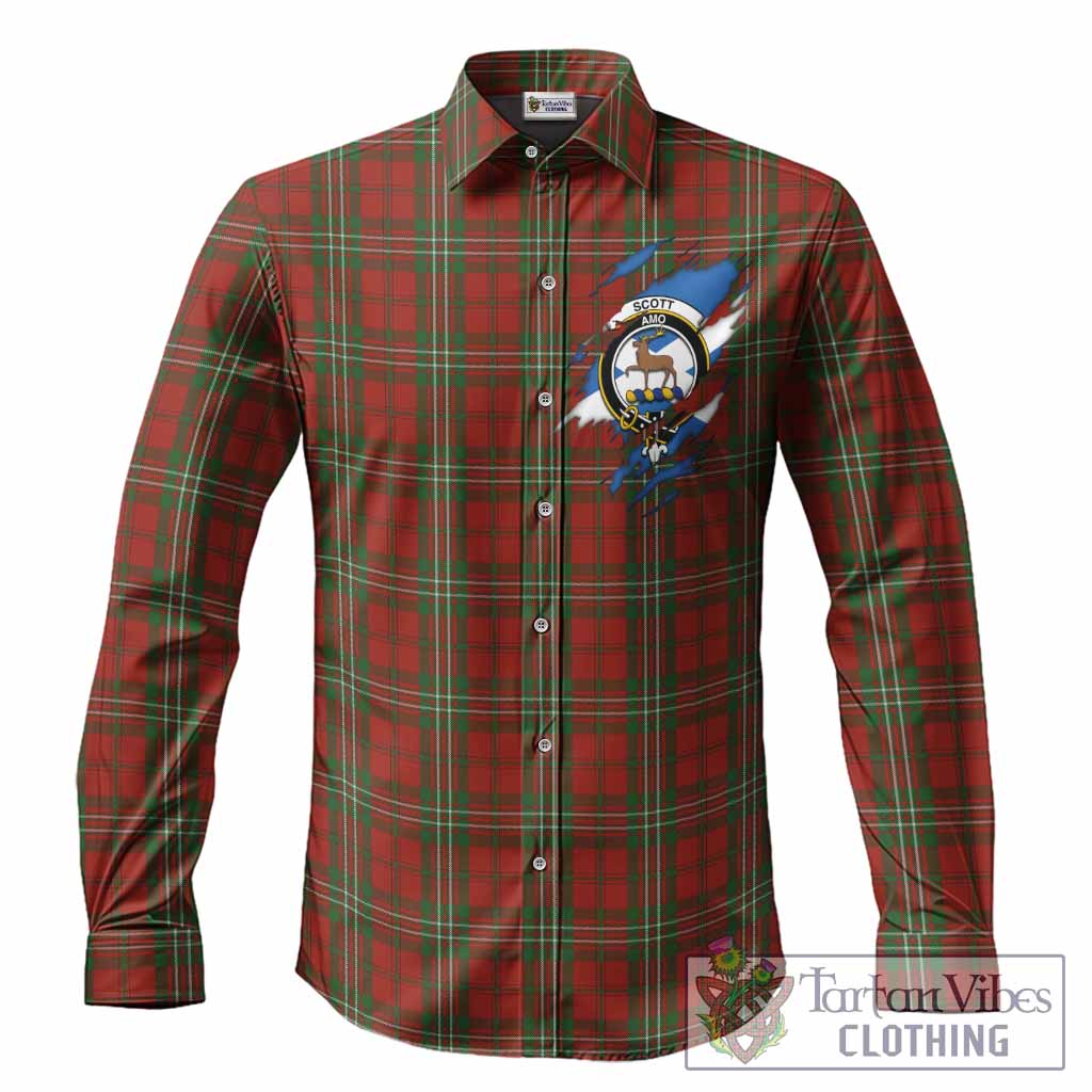 Scott Clan Crest In Me Tartan Long Sleeve Button Shirts Scotland Flag Style
