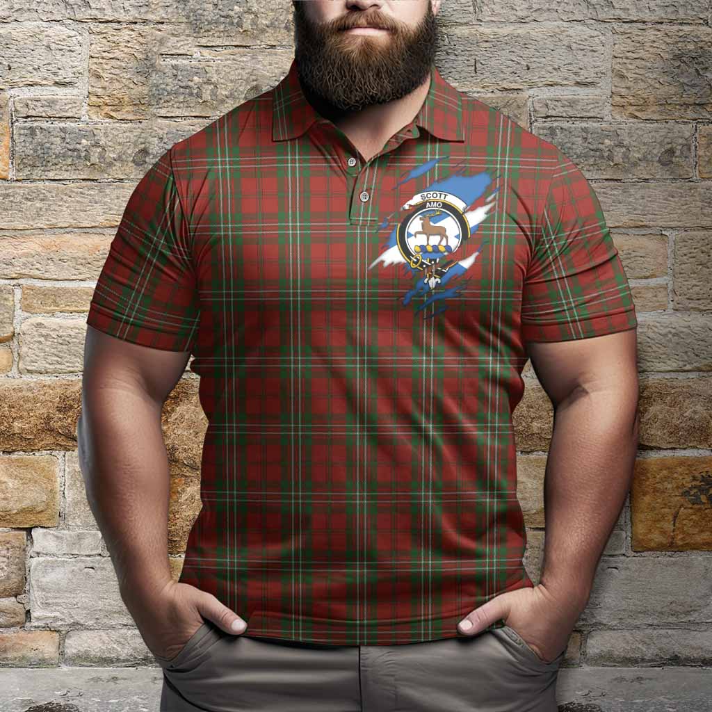 Scott Clan Crest In Me Tartan Polo Shirt Scotland Flag Style