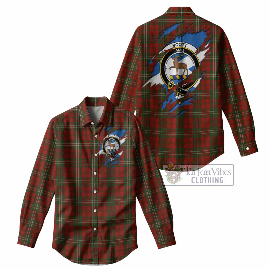 Scott Clan Crest In Me Tartan Women Casual Shirt Scotland Flag Style