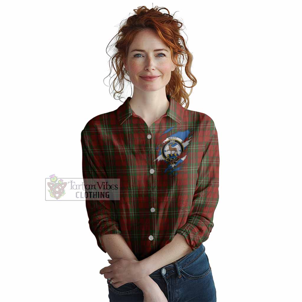 Scott Clan Crest In Me Tartan Women Casual Shirt Scotland Flag Style