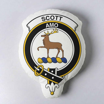 Scott Clan Crest Shaped Throw Pillow, Scottish Clan Badge Decorative Pillow