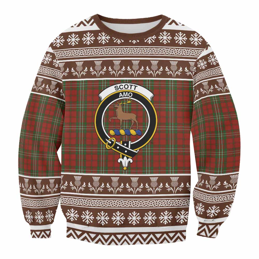 Scott Clan Tartan Christmas Sweatshirt with Family Crest - Tartan Vibes Clothing