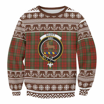 Scott Clan Tartan Christmas Sweatshirt with Family Crest