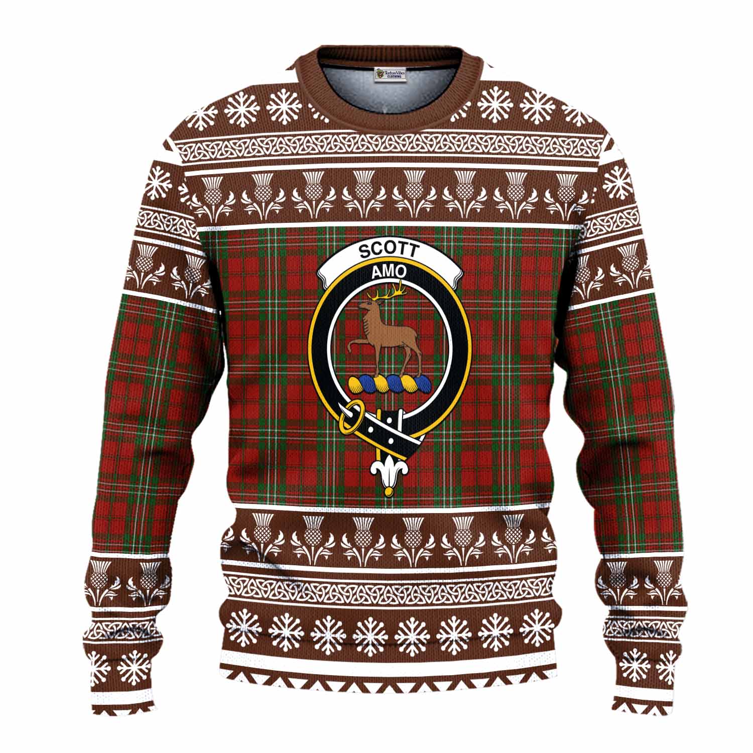 Scott Clan Tartan Christmas Ugly Sweater with Family Crest - Tartan Vibes Clothing