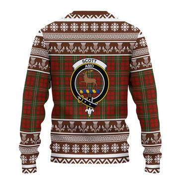 Scott Clan Tartan Christmas Ugly Sweater with Family Crest