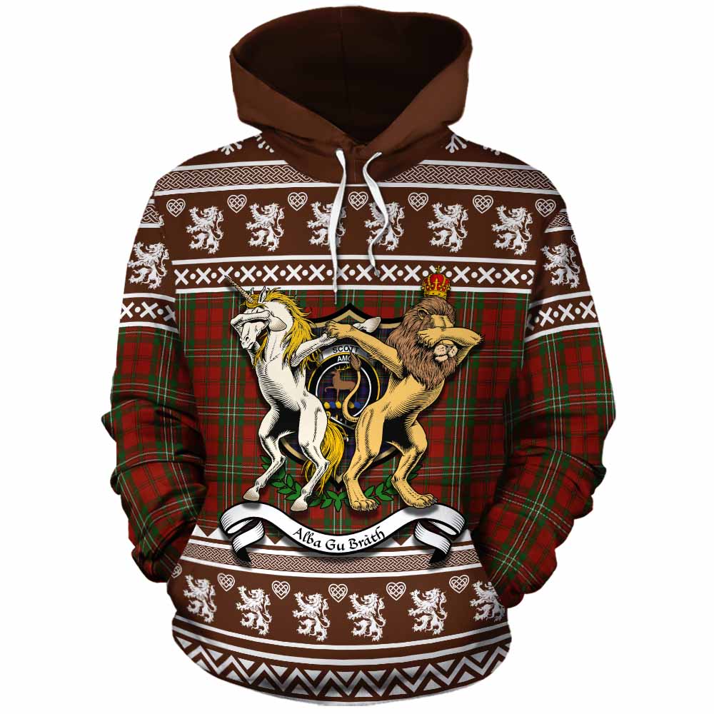 Scott Clan Tartan Crest Christmas Cotton Hoodie Coat of Arms Funny Style - Tartan Vibes Clothing