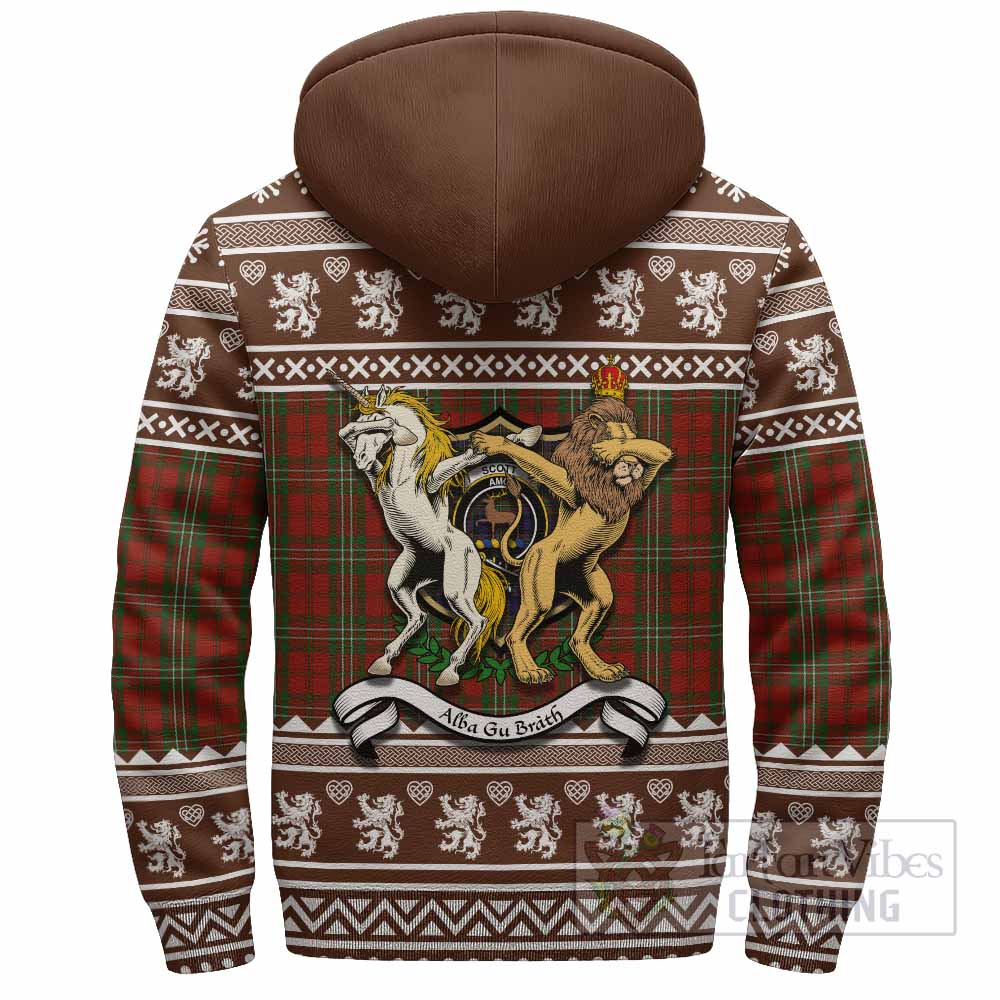 Scott Clan Tartan Crest Christmas Fleece Hoodie Coat of Arms Funny Style - Tartan Vibes Clothing