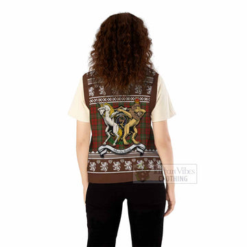 Scott Clan Tartan Crest Christmas Knitted V-Neck Vest Coat of Arms Funny Style - Tartan Vibes Clothing