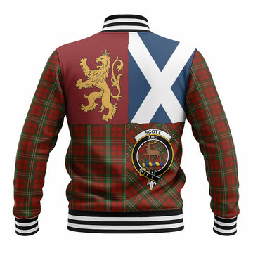 Scott Crest Tartan Baseball Jacket with Lion Rampant Saltire Style