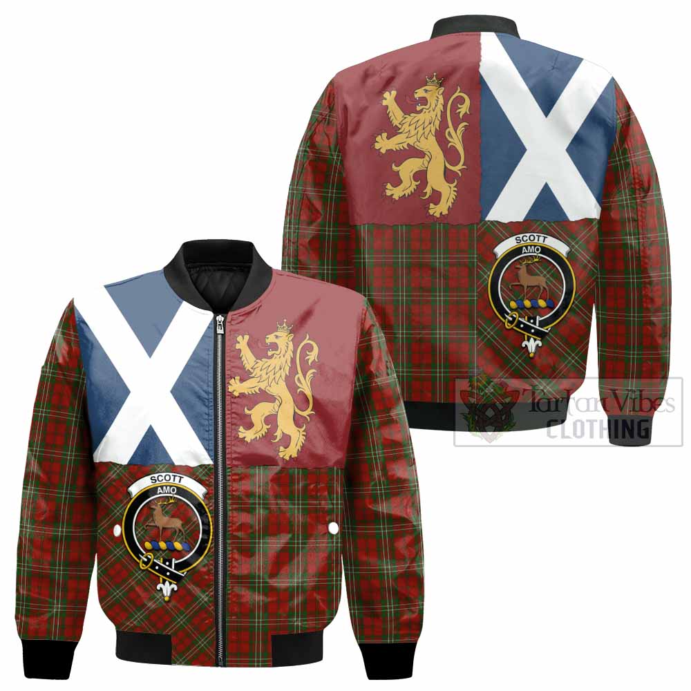 Scott Crest Tartan Bomber Jacket with Lion Rampant Saltire Style