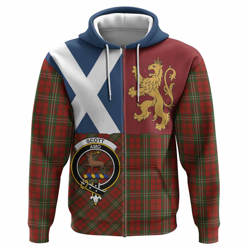 Scott Crest Tartan Hoodie with Lion Rampant Saltire Style