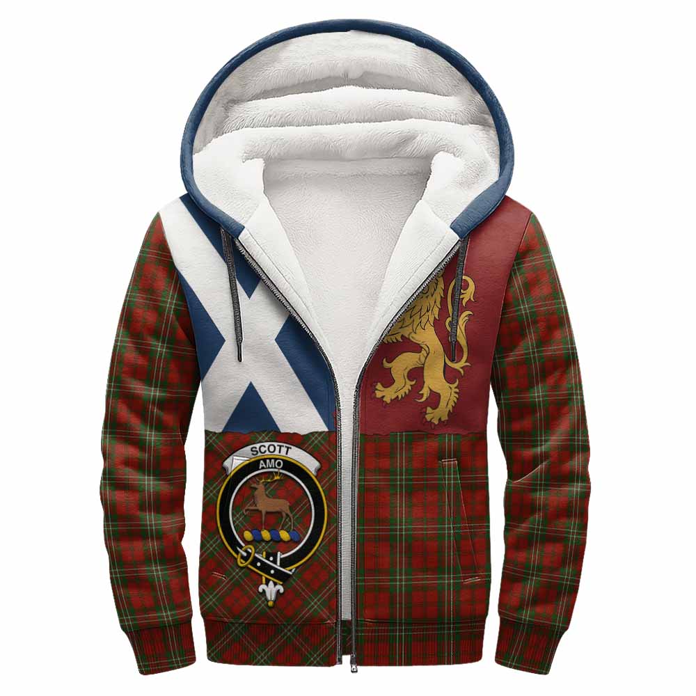 Scott Crest Tartan Sherpa Hoodie with Lion Rampant Saltire Style