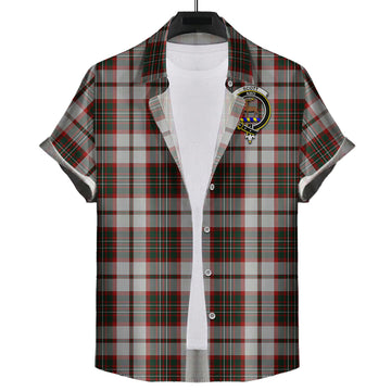 Scott Dress Tartan Short Sleeve Button Down Shirt with Family Crest