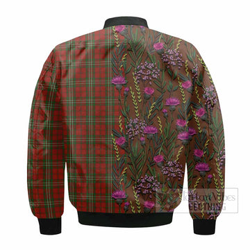 Scott Family Crest Tartan Bomber Jacket Scottish Thistle Flower Pattern Half Style