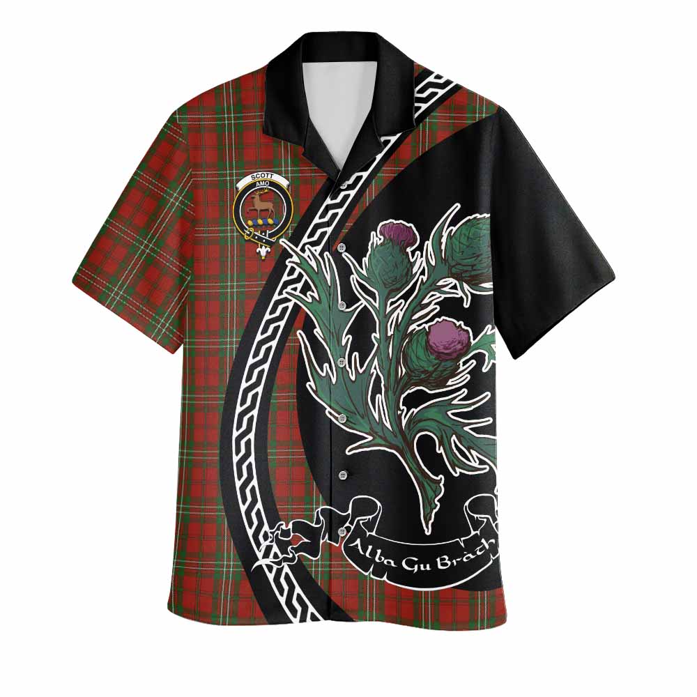 Scott Family Crest Tartan Hawaiian Shirt Alba Thistle Inspired - Tartan Vibes Clothing