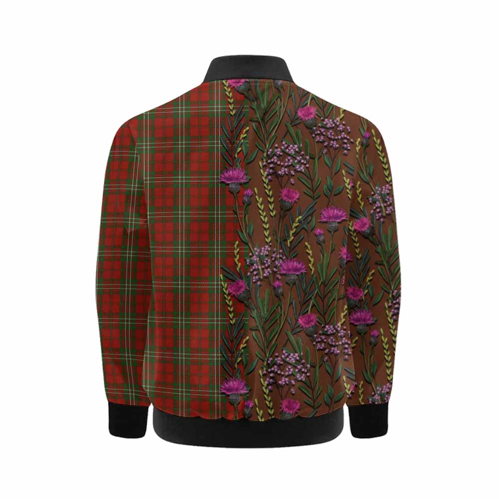 Scott Family Crest Tartan Kid Bomber Jacket Scottish Thistle Flower Pattern Half Style - Tartan Vibes Clothing
