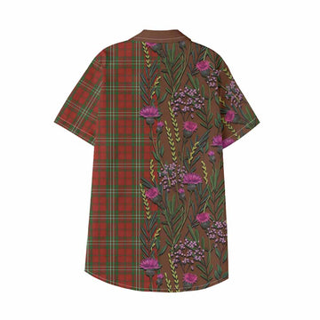 Scott Family Crest Tartan Kid Hawaiian Shirt Scottish Thistle Flower Pattern Half Style - Tartan Vibes Clothing