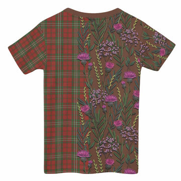 Scott Family Crest Tartan Kid T-shirt Scottish Thistle Flower Pattern Half Style