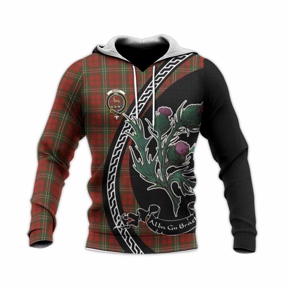 Scott Family Crest Tartan Knitted Hoodie Alba Thistle Inspired - Tartan Vibes Clothing