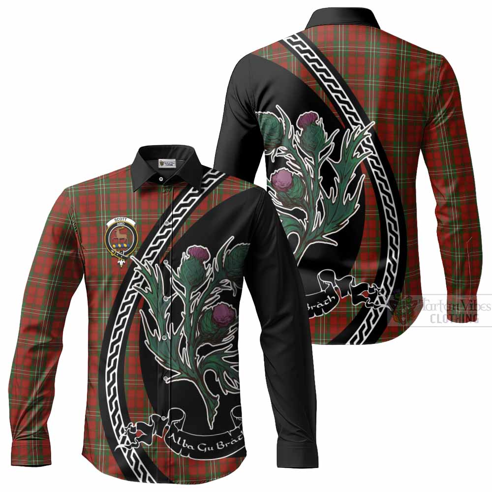 Scott Family Crest Tartan Long Sleeve Button Shirts Alba Thistle Inspired - Tartan Vibes Clothing